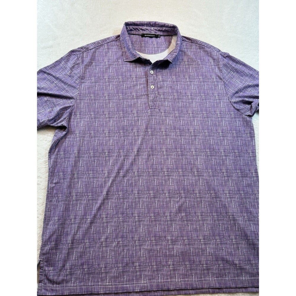 Bugatchi Mens Golf Polo Shirt Purple Tweed Pattern Size XXL 2XL